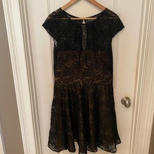 Shoshanna Black Lace Cocktail Dress with Back Keyhole